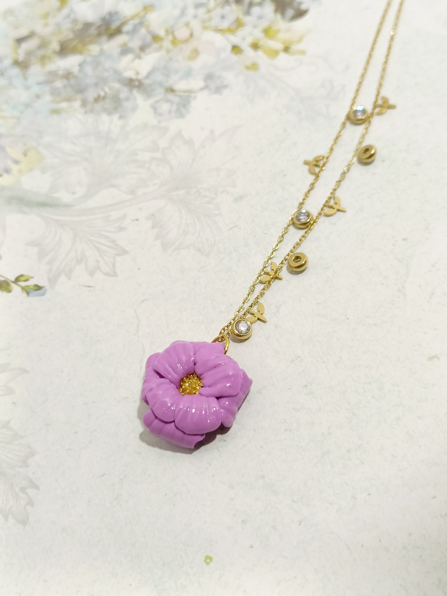 Collana fiore lilla