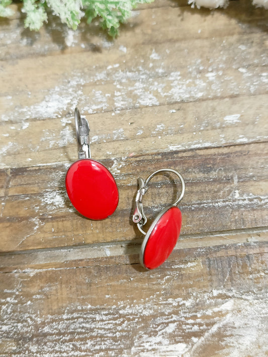Orecchini ovali rosso