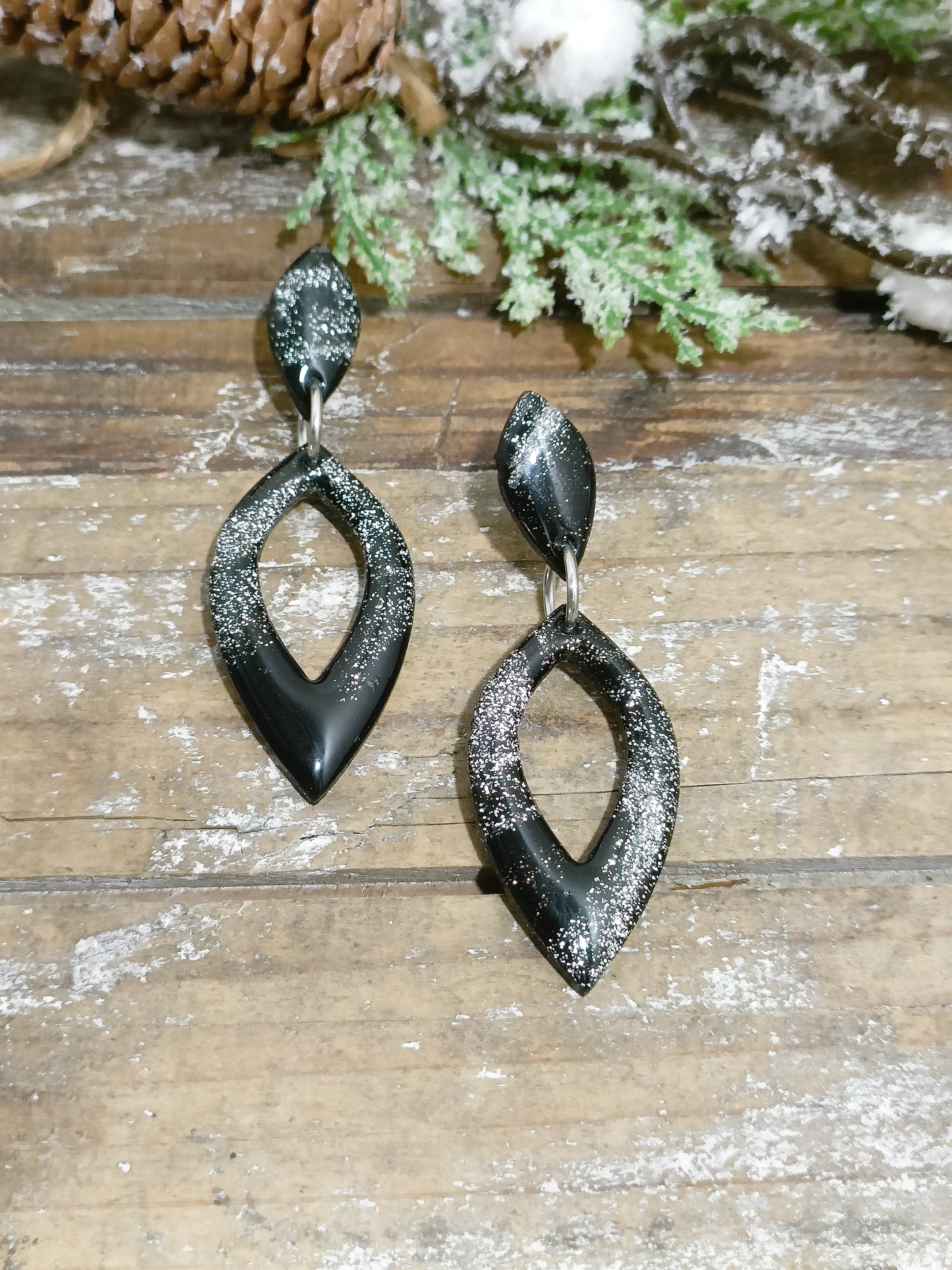 Pendente nero argento glitter