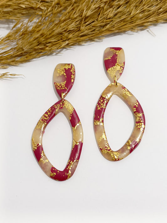 Pendente Traslucido Bordeaux Foglia oro
