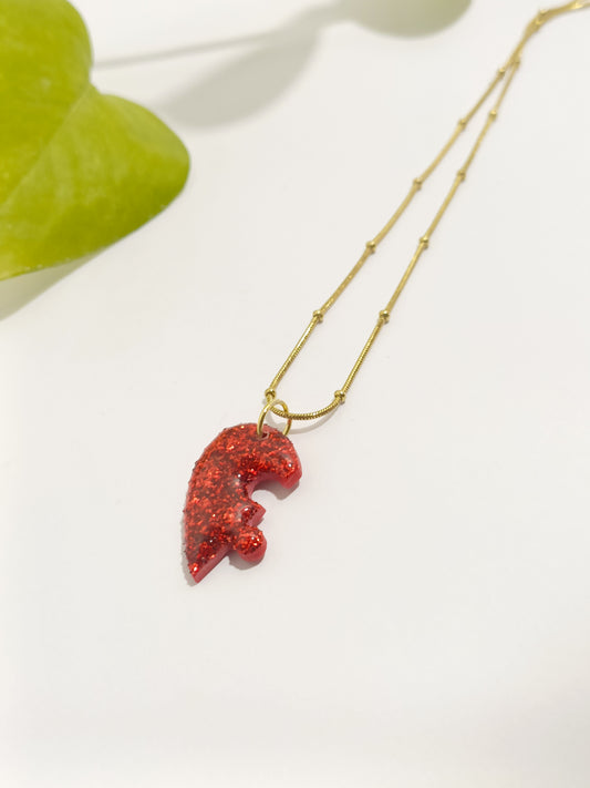 Collana mezzo cuore rosso