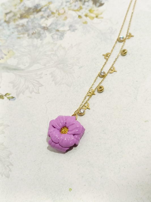 Collana fiore lilla