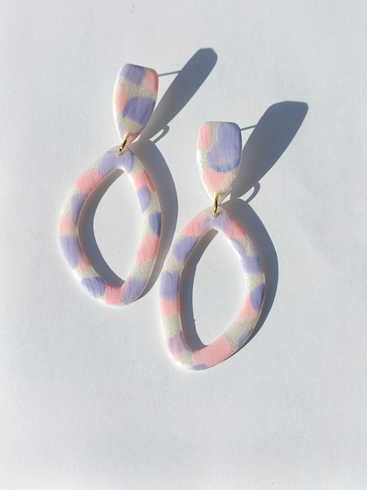 Pendente base perlata rosa/lilla pastello