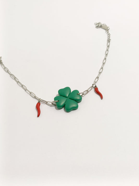 Bracciale quadrifoglio corno