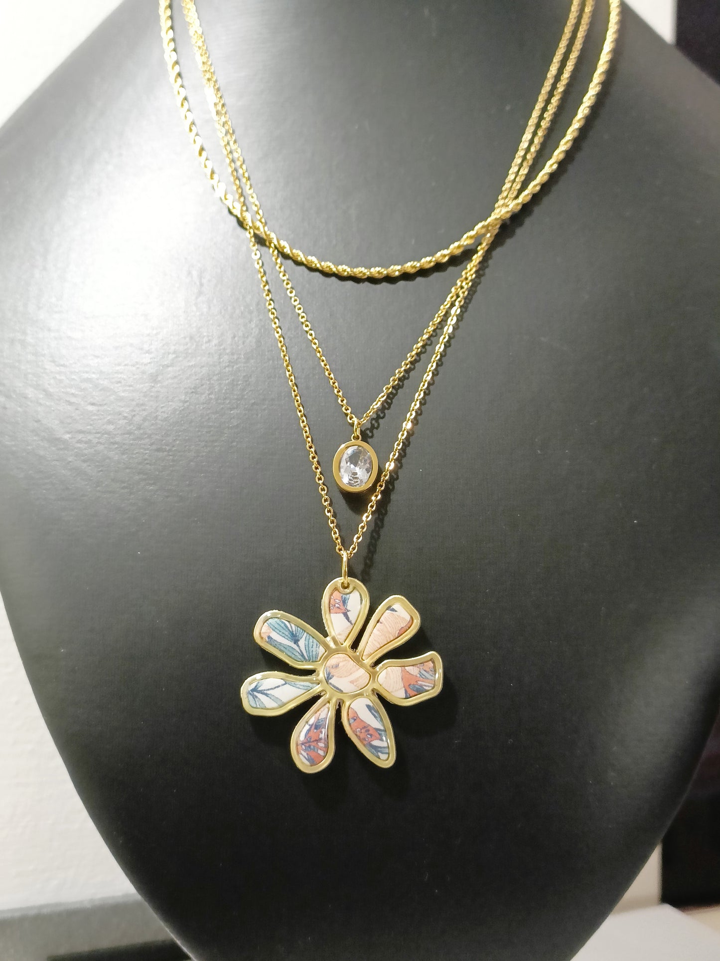 Collana tripla fiore floreale