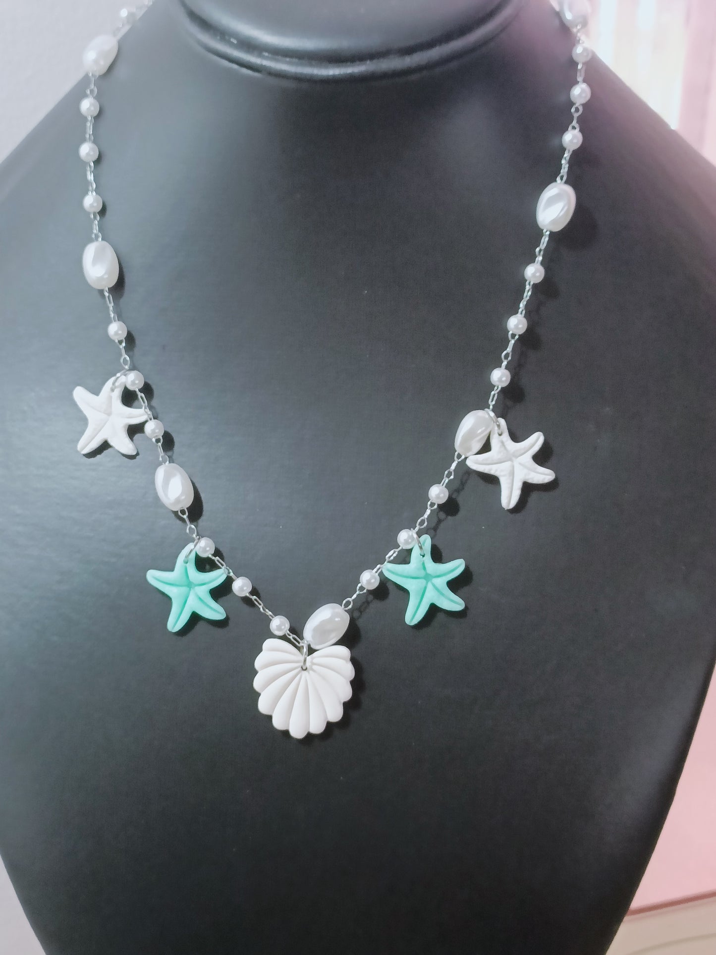 Collana perle, conchiglia,stella marina