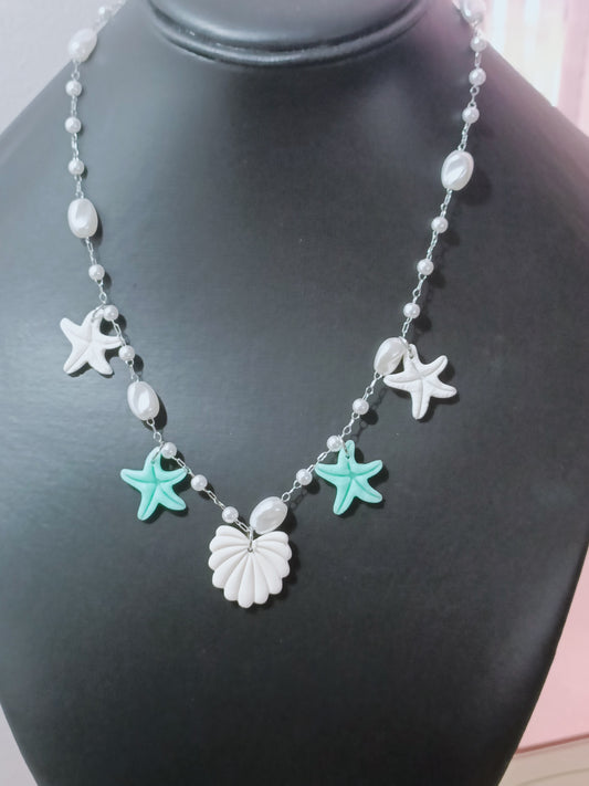 Collana perle, conchiglia,stella marina